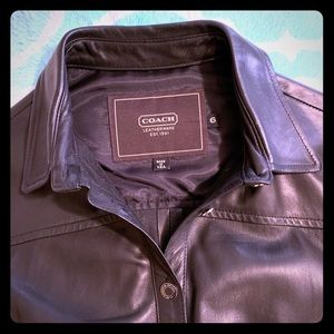 Knee Length Leather Coach Jacket